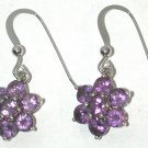 modern designer Dangle drop Earrings Sterling Silver Purple Amethyst hook pierced
