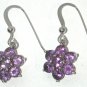 modern designer Dangle drop Earrings Sterling Silver Purple Amethyst hook pierced