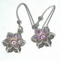 modern designer Dangle drop Earrings Sterling Silver Purple Amethyst hook pierced