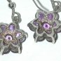 modern designer Dangle drop Earrings Sterling Silver Purple Amethyst hook pierced