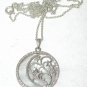 Love you to the Moon & Back STERLING SILVER mother of pearl Pendant Necklace signed RL