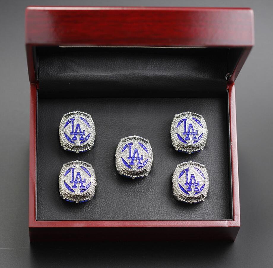 5Pcs Los Angeles Dodgers 2020 World Series Championship ring + Wooden