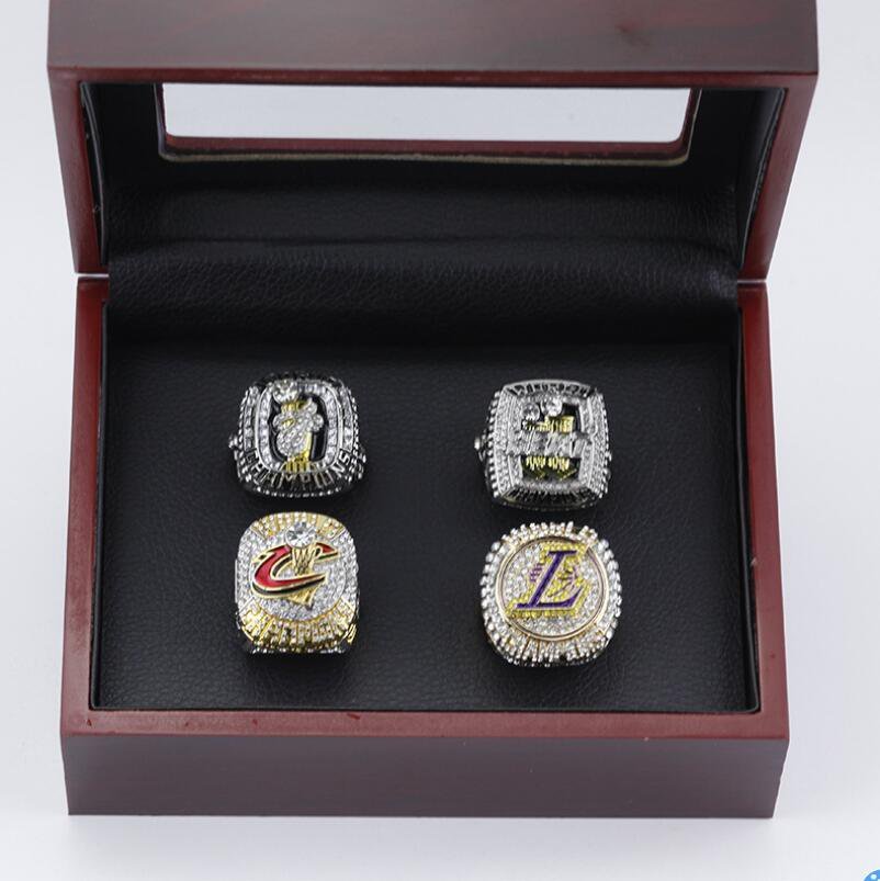 Size 11 LeBron James Basketball Championship rings With Wooden Display