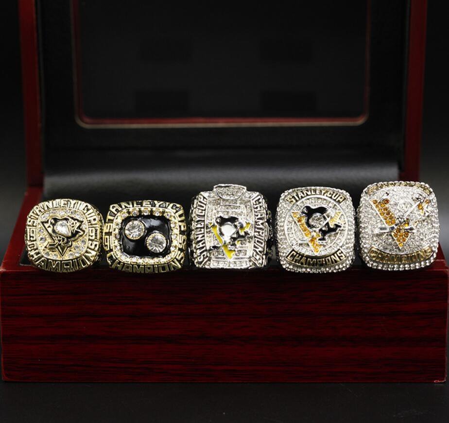 A Set Pittsburgh Penguins Stanley Cup Championship rings 5Pcs With Woo