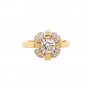 18K Yellow Gold Diamond Solitaire Ring with Accent Diamonds