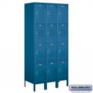 Salsbury 64368bl-a 12 in. x 6 ft. x 18 in. 3 Wide Four Tier Standard Metal Locker Blue - Assembled