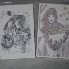 Postcard Illustration of a sepia girl Set Japan