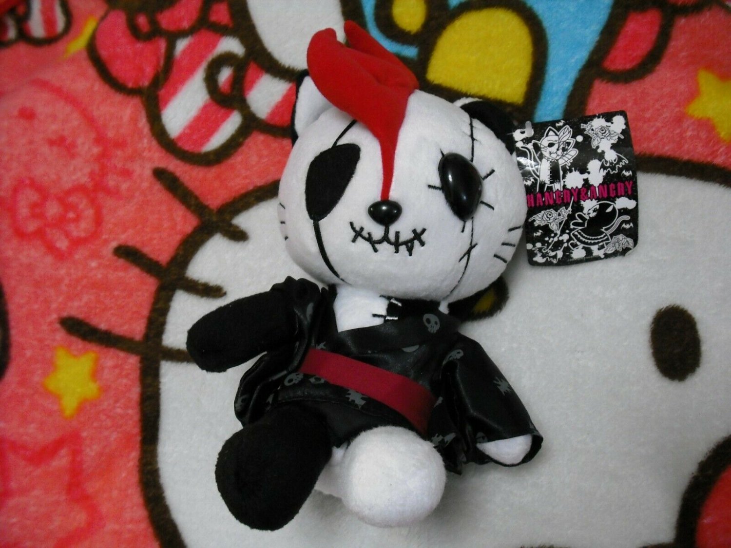 Hangry & Angry Gothic Punk Horror Cat with Kimono Plush TAITO