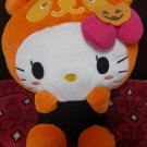 Hello Kitty Orange black white Plush Doll Toy Limited halloween pumpkin