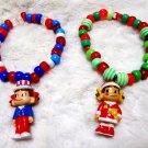 Handmade Vintage Peko-chan Keychain Beaded Bracelet: 2003 Santa Doll Charm Independence Day charm Handmade Vintage Peko-chan Keychain Beaded Bracelet: 2003 Santa Doll Charm Independence Day charm