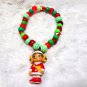 Handmade Vintage Peko-chan Keychain Beaded Bracelet: 2003 Santa Doll Charm Independence Day charm