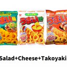 Umaiwa Cheese Takoyaki Salad Flavored Corn Puff Rings 75g (3 bags)
