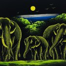 Elephant Painting Original Velvet Painting