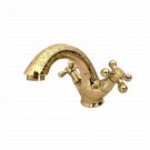 Handmade brass engraved mixer faucet  deck-mounted mixer tap two handles pure copper bathroom sink