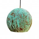 Handmade Oxidized copper pendant light - Green patina copper aged pendant light