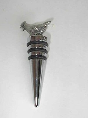 Chicken Pewter Bottle Stopper