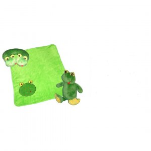 Three Piece Frog Blanket With Neck Pillow and Stuff Toy