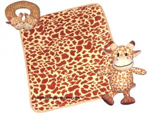 Three Piece Giraffe Blanket With Neck Pillow and Stuff Toy