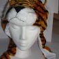 Plush Orange Tiger Faux Fake Fur Animal Pompom Hat