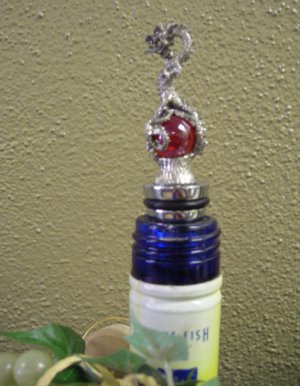 Red Dragon Pewter Wine  Bottle Stopper