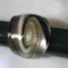Black white Swirl MURANO GLASS RING Size7