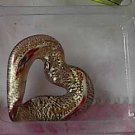 Red Silver Foil Heart  Glass Pendant