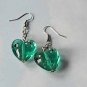 Green Glass Heart  EARRINGS