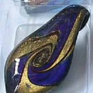 Navy  Gold Teardrop  Glass Pendant