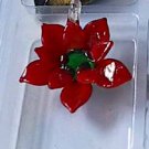 Red Flower  Glass Pendant