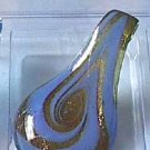 Gold Blue Teardrop  Glass Pendant