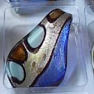 Blue Silver  Lt Blue Teardrop  Glass Pendant
