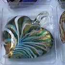 Blue Tan Heart  Glass Pendant