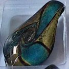 Bluegreen Gold Teardrop  Glass Pendant