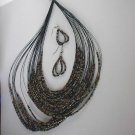Black Brown Seedbead NECKLACE SET