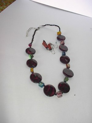 Red Flat Shell NECKLACE SET