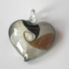 White Heart Lampwork  Glass Pendant