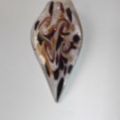 White Black Long Tear Lampwork  Glass Pendant