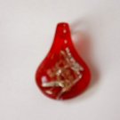 red gold silver foil spoon Lampwork  Glass Pendant