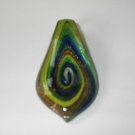 Green Tear Heart Lampwork  Glass Pendant