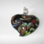 Black Green Heart Lampwork  Glass Pendant