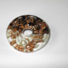 Black  White Doughnut Lampwork  Glass Pendant