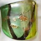 Multi Greens MURANO GLASS RING Size 6
