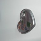 Gray Flat Heart Lampwork  Glass Pendant