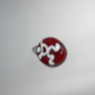 Small Red White  Lampwork  Glass Pendant