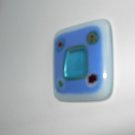 Blue Square Lampwork  Glass Pendant