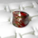 Red Silver   MURANO GLASS RING Size 8