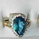 Aqua Teardrop  Stone With CA  18Gold Plated Size 7