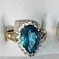 Aqua Teardrop  Stone With CA  18Gold Plated Size 7