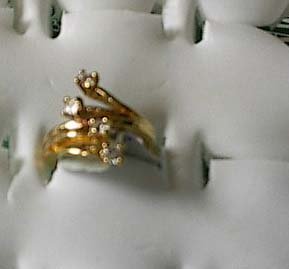 Four Clear Cz stone Branch Ring  18Gold Plated Size 5