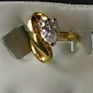 Pear Shape Clear Cz stone Ring 18Gold Plated Size 5